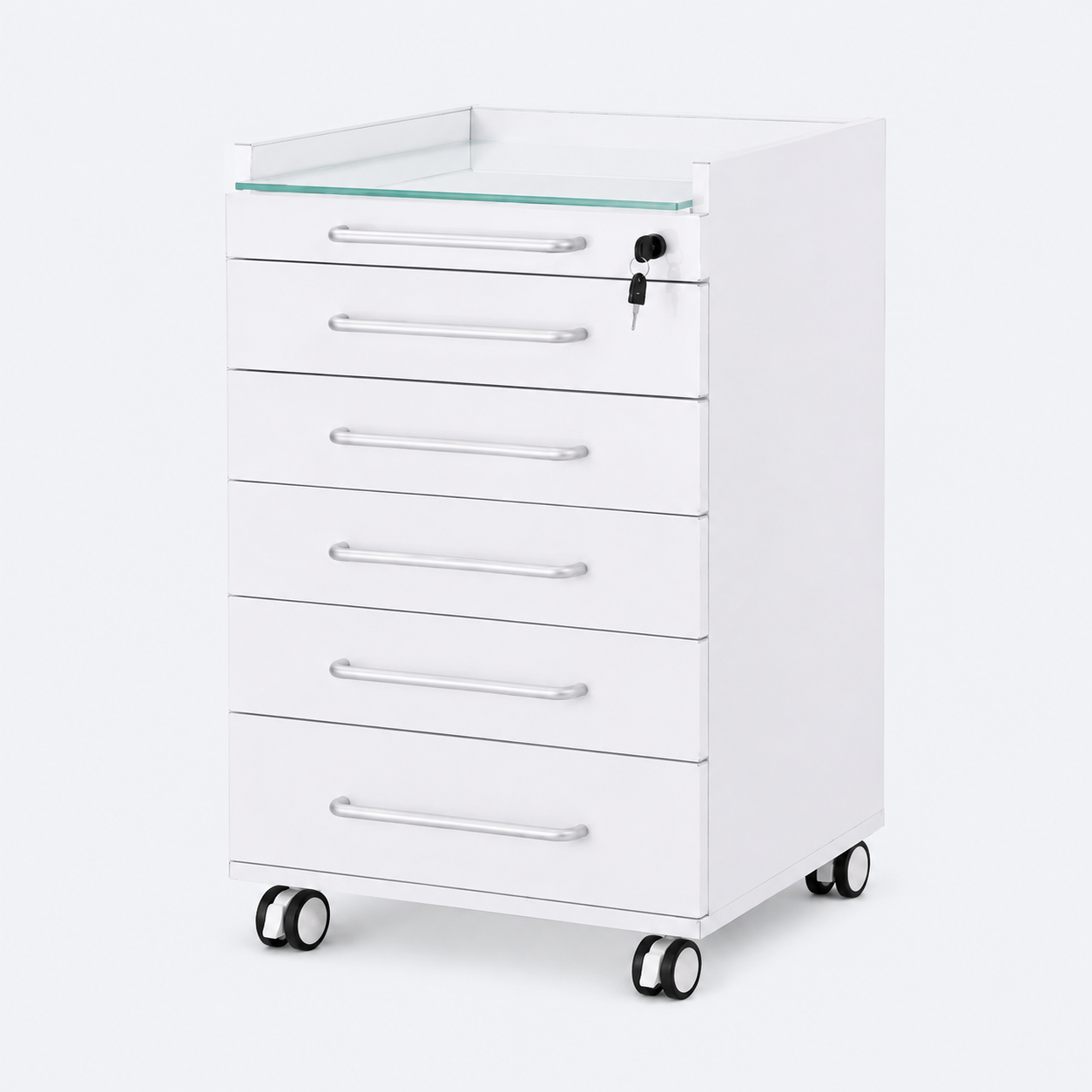 MQ-Y002C glass-top dental mobile cabinet