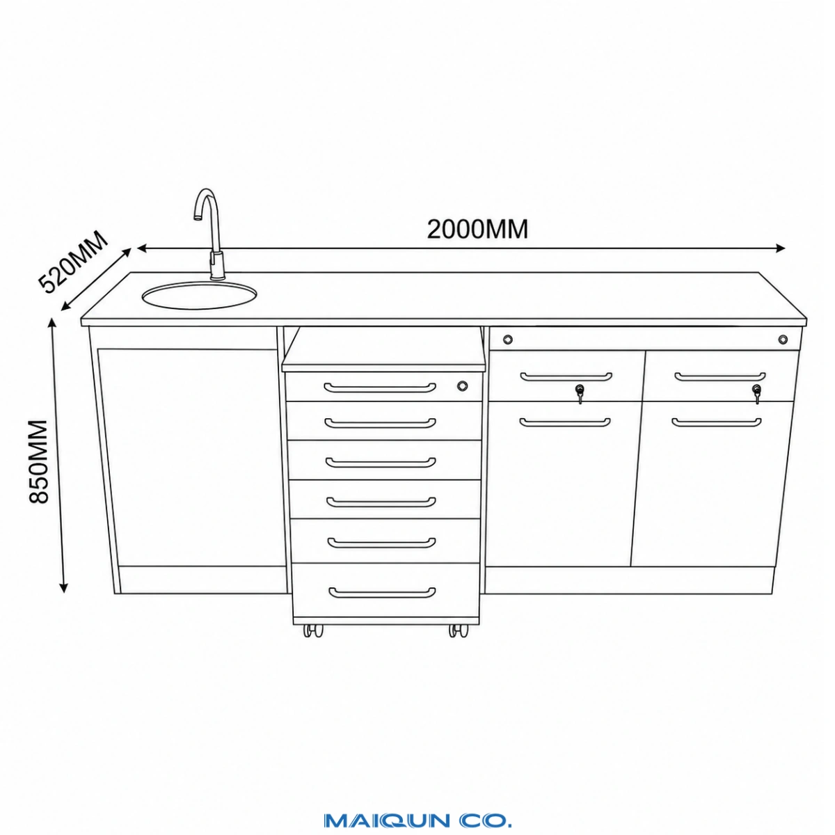 MQ-CS02 Rear Treatment Cabinet with Integrated Sink - Image 6