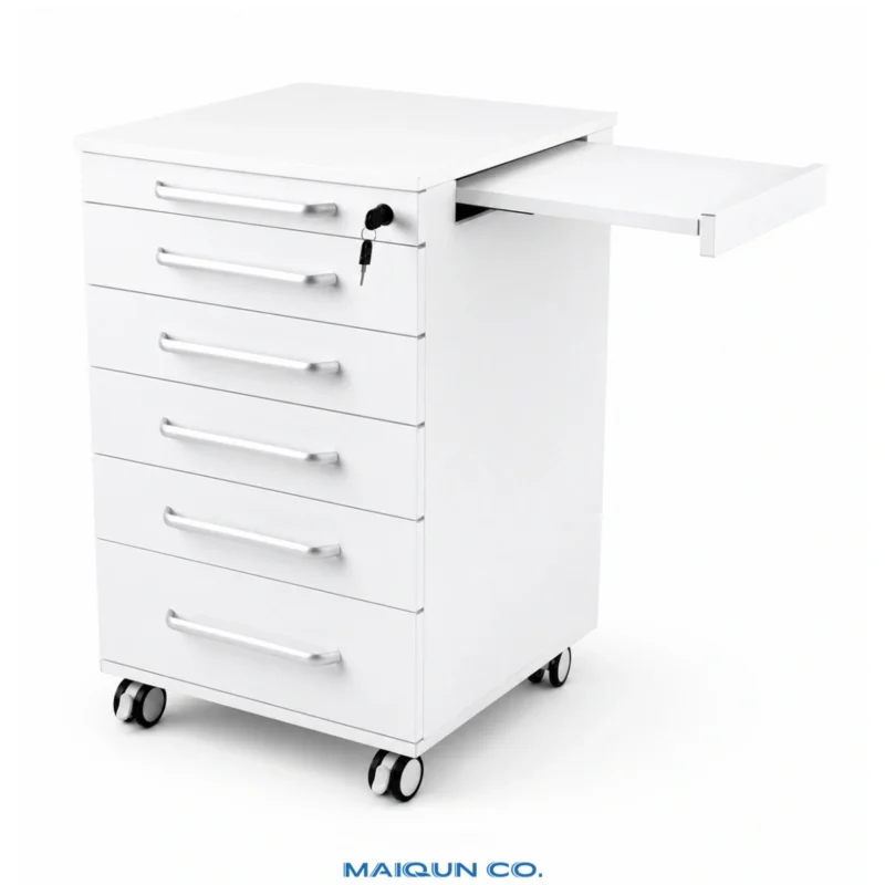 MQ-Y007A Mobile Dental Cabinet with Pull-Out Side Shelf