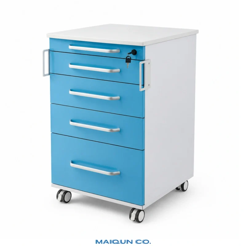 MQ-Y012 Blue Four-Drawer Dental Side Cabinet