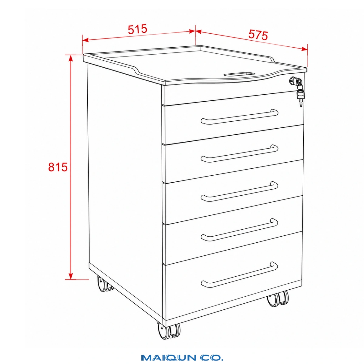 MQ-Y013 Stainless Steel Dental Mobile Cabinet - Image 2