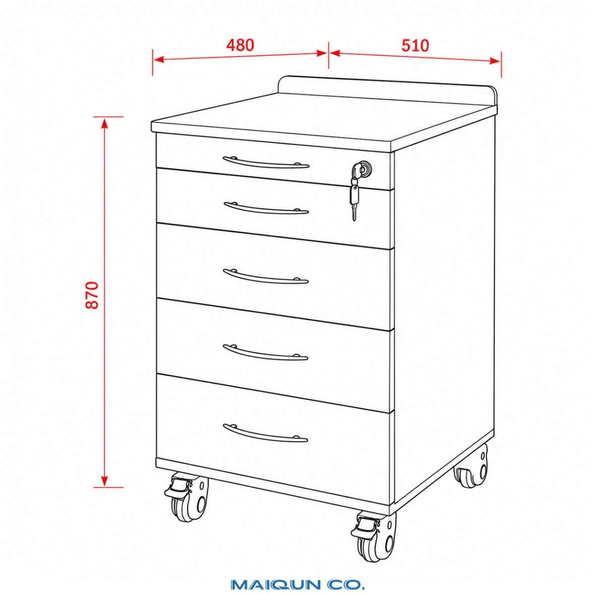 MQ-Y033C Tall Narrow Power Socket Dental Mobile Cabinet - Image 5