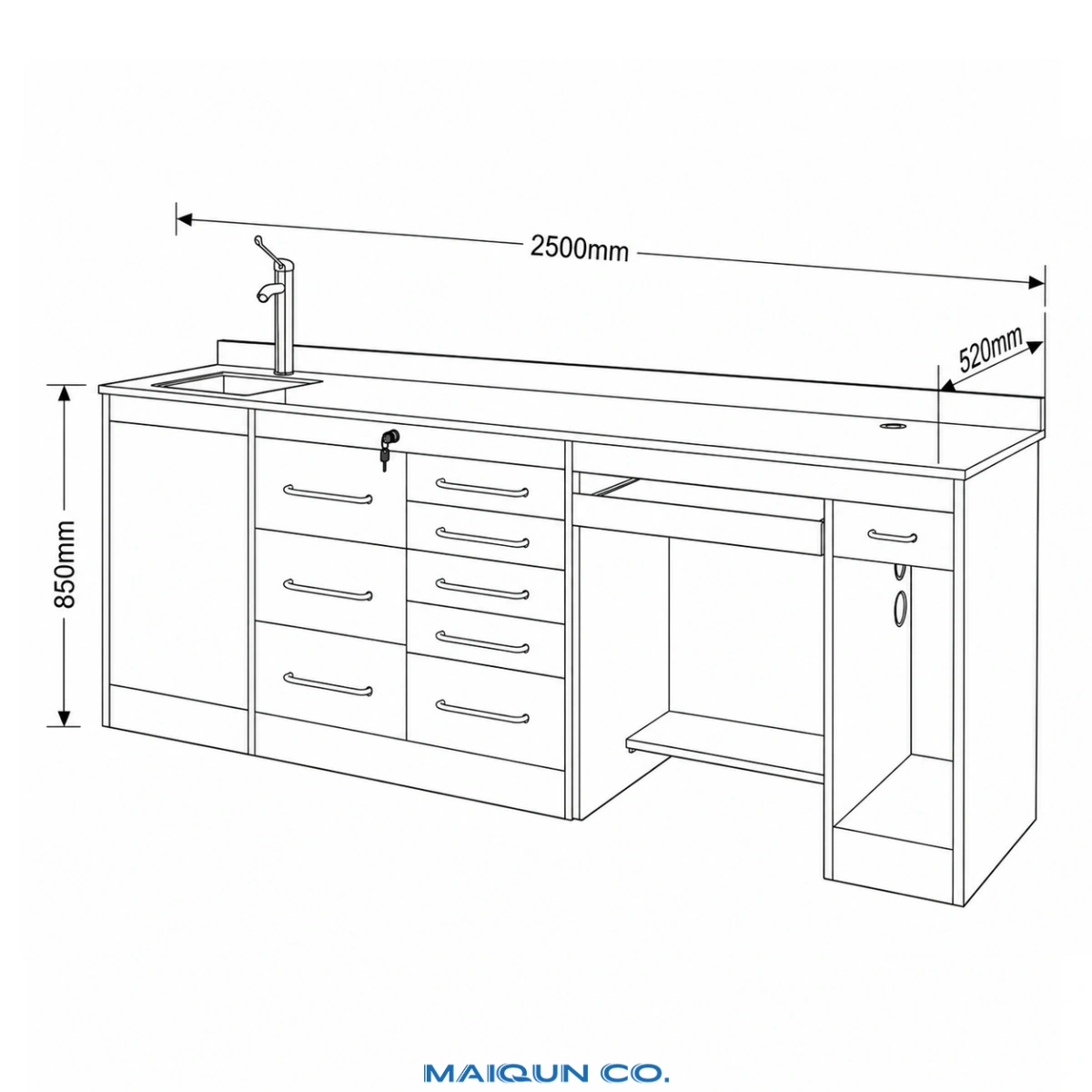 MQ-CS05 Dental Clinic Cabinet with Computer Workstation - Image 3