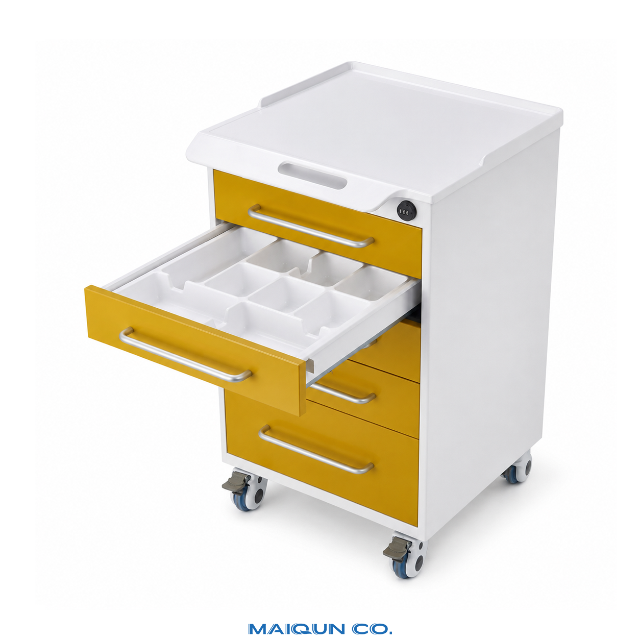 MQ-G002 Resin-Top Dental Mobile Cabinet Trolley - Image 3