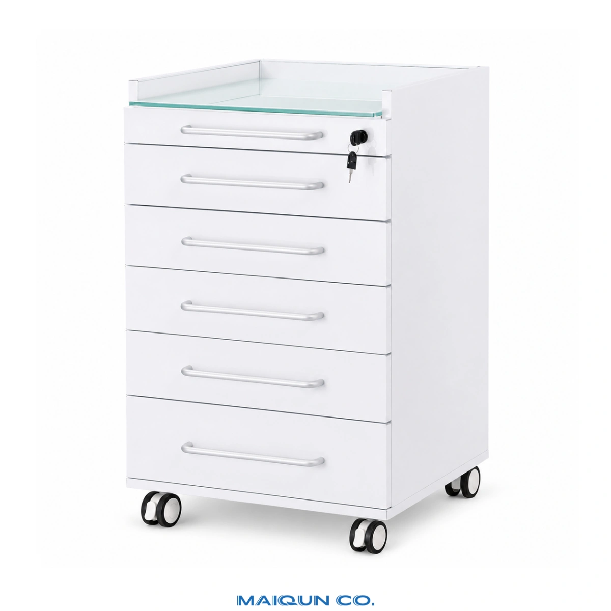 MQ-Y002C Glass-Top Dental Mobile Cabinet - Image 2