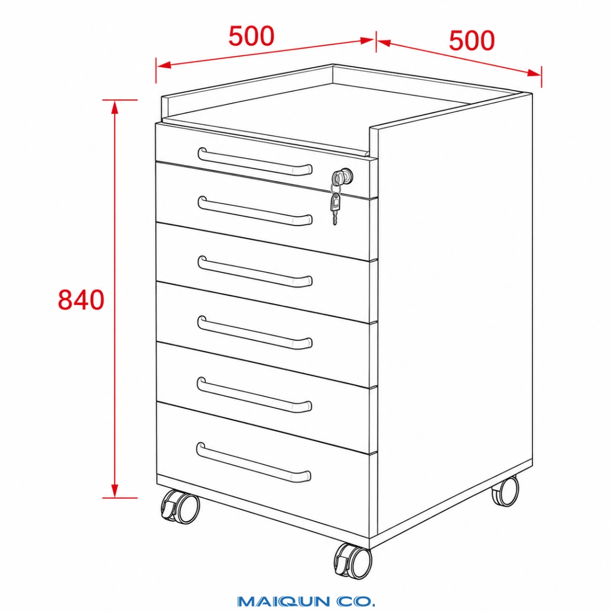 MQ-Y002C Glass-Top Dental Mobile Cabinet - Image 5