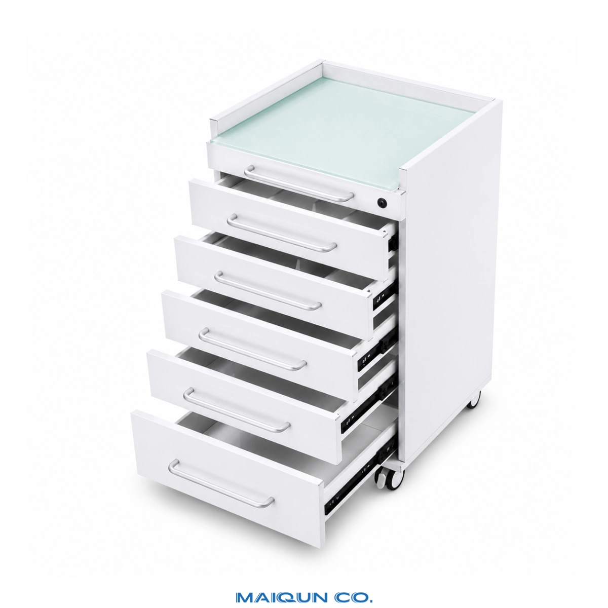 MQ-Y002C Glass-Top Dental Mobile Cabinet - Image 4