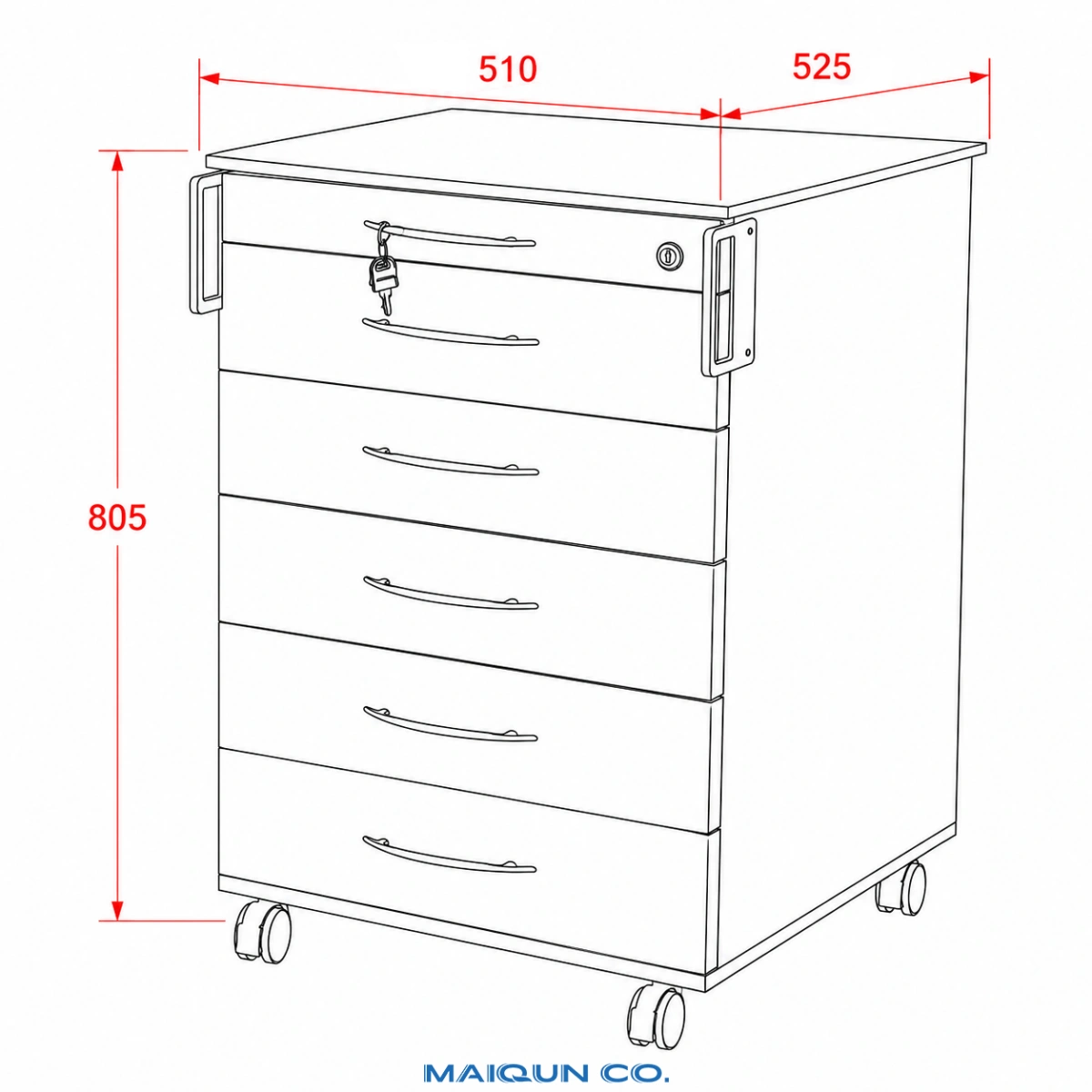 MQ-Y003 Low-Profile Stainless Steel Dental Cabinet - Image 2